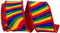 Multi 2-1 2 Inch Waves Prime Embroidery Deluxe Dupioni Backed Wired Edge Ribbon for Wreaths & Bows