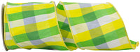 Citrus Plaid Dupioni Ribbon Lime Yellow 4 Inch for Wreaths