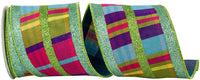 Multi Bling Spring Glitter Stripe 4 Inch Wired Edge Ribbon