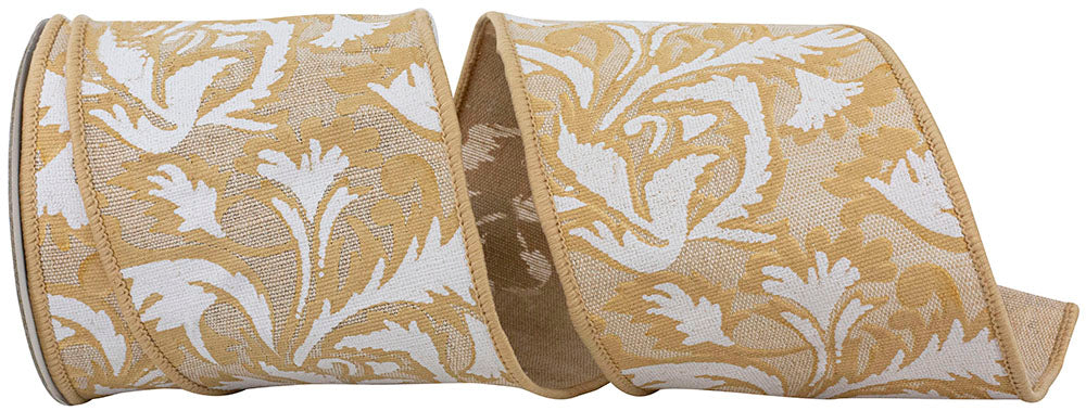 Rustic Filigree Linen Ribbon 4 Inch Natural for Wreaths