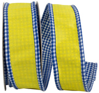 Gingham Wired Edge Ribbon Yellow 1-1/2 Inch for Bows