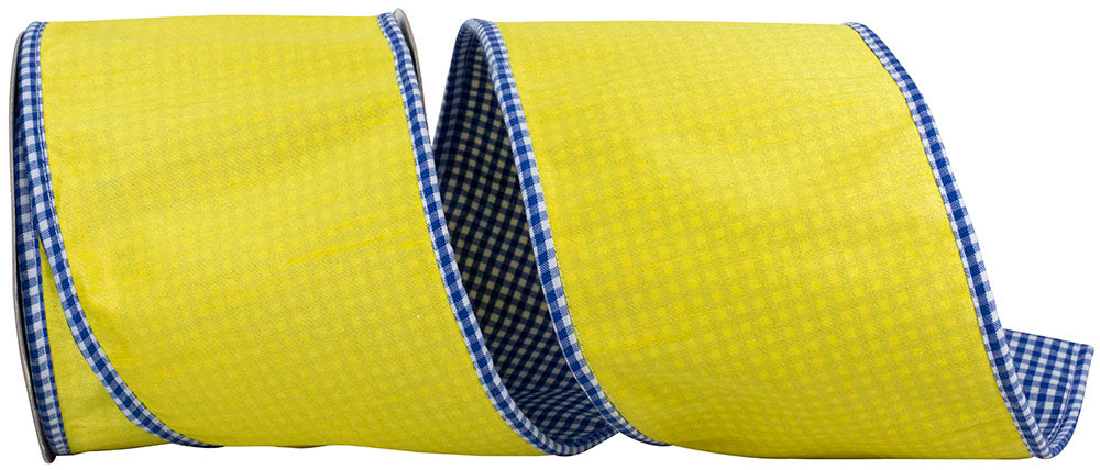 Yellow 4 Inch Dupioni Wired Edge Ribbon for Wreaths and Bows