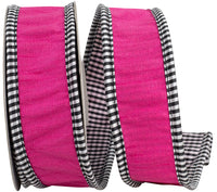 Fuchsia Gingham Wired Edge Ribbon 1-1/2 Inch for Wreaths