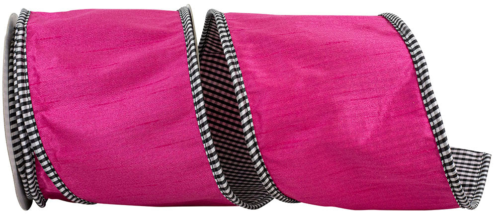 Fuchsia 4 Inch Dupioni Wired Edge Ribbon for Wreaths