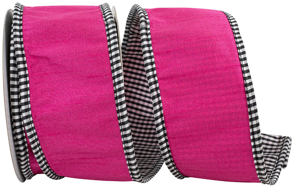Fuchsia 2-1/2 Inch Dupioni Wired Edge Ribbon for Wreaths