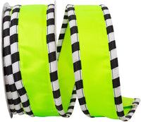 Citrus 1-1 2 Inch Ticking Wrapped Edge Satin Deluxe Wired Edge Ribbon for Wreaths & Bows