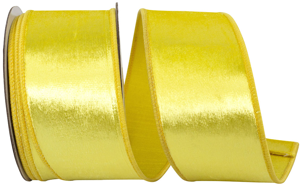 Sunshine 2-1 2 Inch Velvet Plush Deluxe Wired Edge Ribbon for Wreaths & Bows