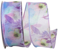 Lavender 1-1 2 Inch Floral Sheer Lavanda Wired Edge Ribbon for Wreaths & Bows