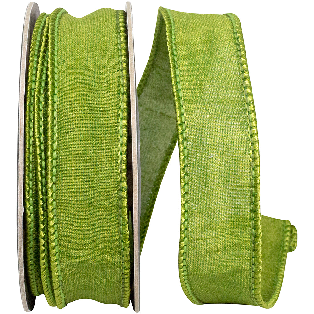 Moss 7 8 Inch Custom Color Dupioni Wired Edge Ribbon for Wreaths & Bows