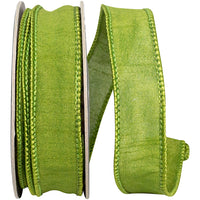 Moss 7 8 Inch Custom Color Dupioni Wired Edge Ribbon for Wreaths & Bows