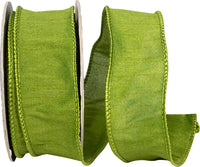 Moss 1-1 2 Inch Custom Color Dupioni Wired Edge Ribbon for Wreaths & Bows