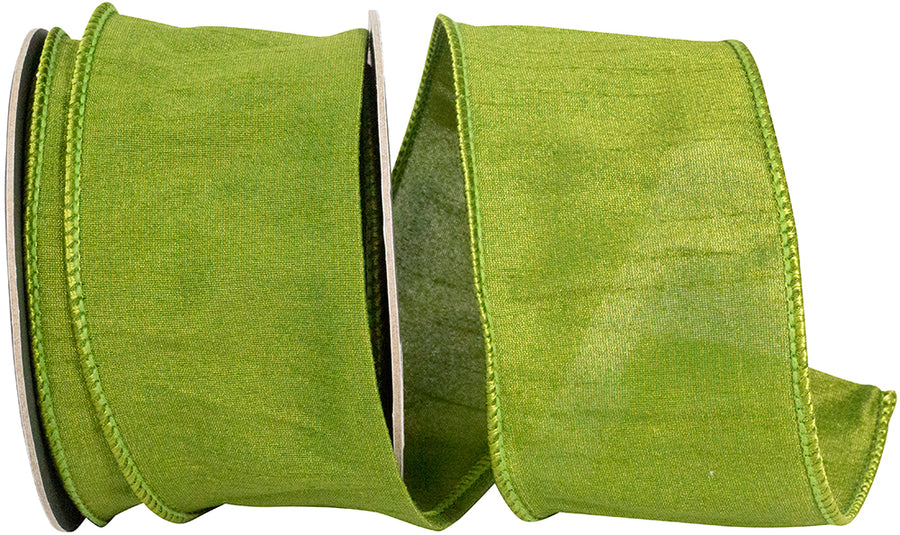 Moss 2-1 2 Inch Custom Color Dupioni Wired Edge Ribbon for Wreaths & Bows