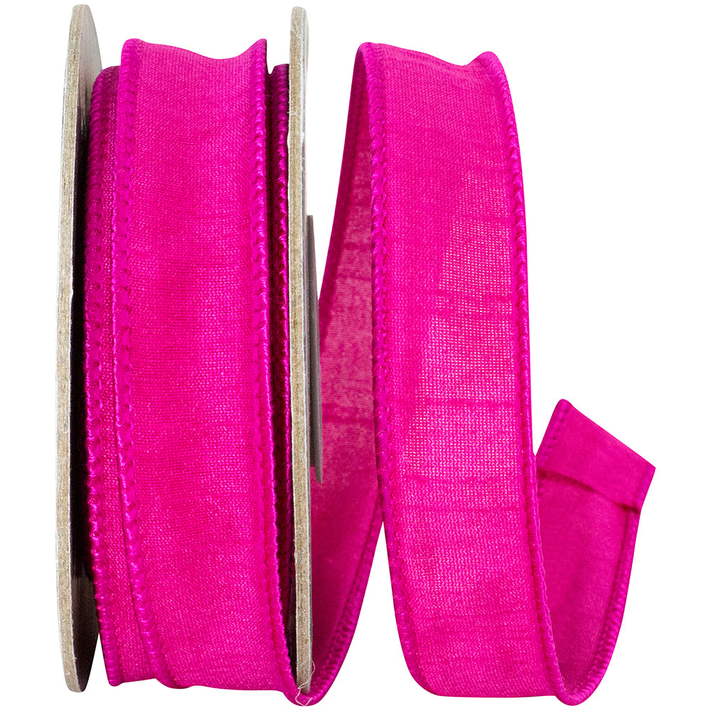 Fuchsia 7 8 Inch Custom Color Dupioni Wired Edge Ribbon for Wreaths & Bows