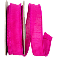 Fuchsia 7 8 Inch Custom Color Dupioni Wired Edge Ribbon for Wreaths & Bows