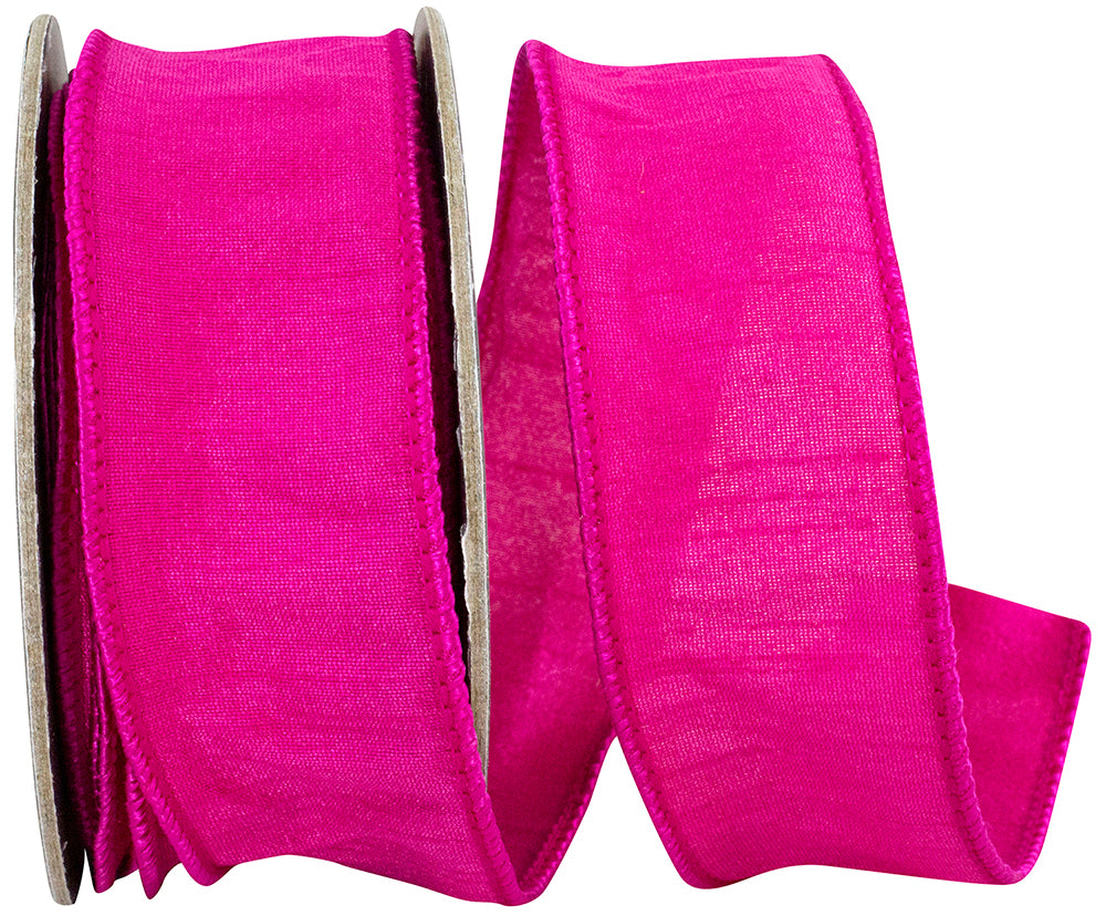 Fuchsia 1-1 2 Inch Custom Color Dupioni Wired Edge Ribbon for Wreaths & Bows