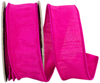 Fuchsia 1-1 2 Inch Custom Color Dupioni Wired Edge Ribbon for Wreaths & Bows