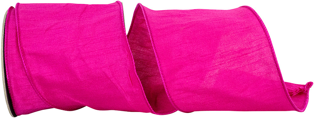 Fuchsia 4 Inch Custom Color Dupioni Wired Edge Ribbon for Wreaths & Bows