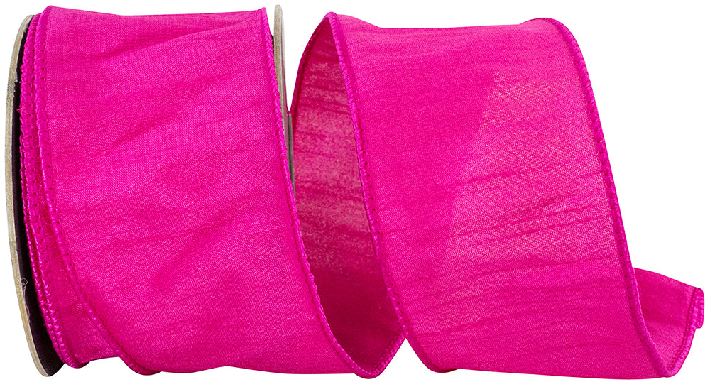 Fuchsia 2-1 2 Inch Custom Color Dupioni Wired Edge Ribbon for Wreaths & Bows