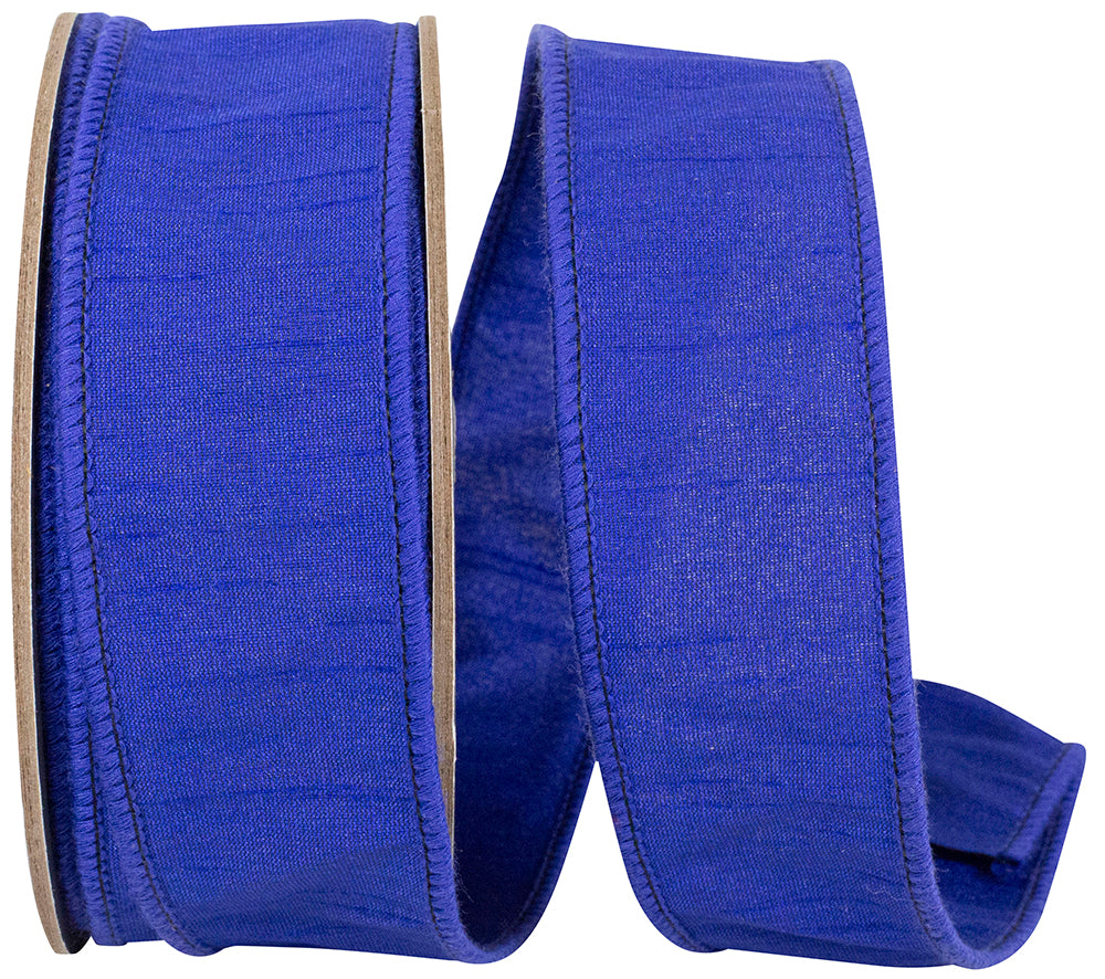 Cobalt 1-1 2 Inch Dupioni Sumptuous Wired Edge Ribbon for Wreaths & Bows