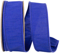 Cobalt 1-1 2 Inch Dupioni Sumptuous Wired Edge Ribbon for Wreaths & Bows