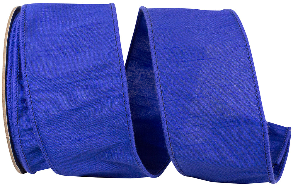 Cobalt 2-1 2 Inch Dupioni Sumptuous Wired Edge Ribbon for Wreaths & Bows