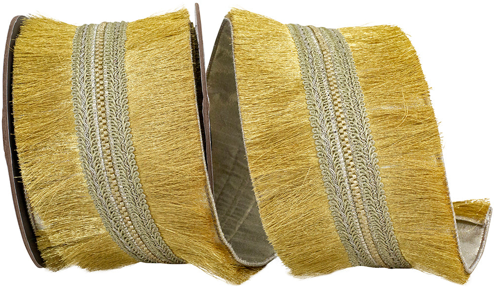 Gold 4 Inch Metallic Wired Edge Ribbon for Wreaths and Bows