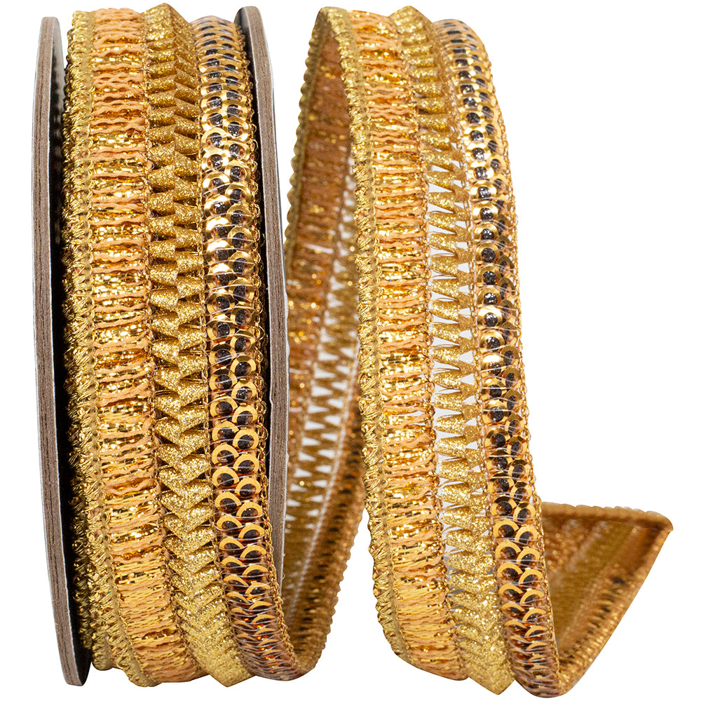 Gold 7/8 Inch Wired Edge Ribbon for Wreaths and Bows
