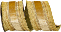 Gold Velvet Fringe Wired Edge Ribbon 4 Inch for Bows