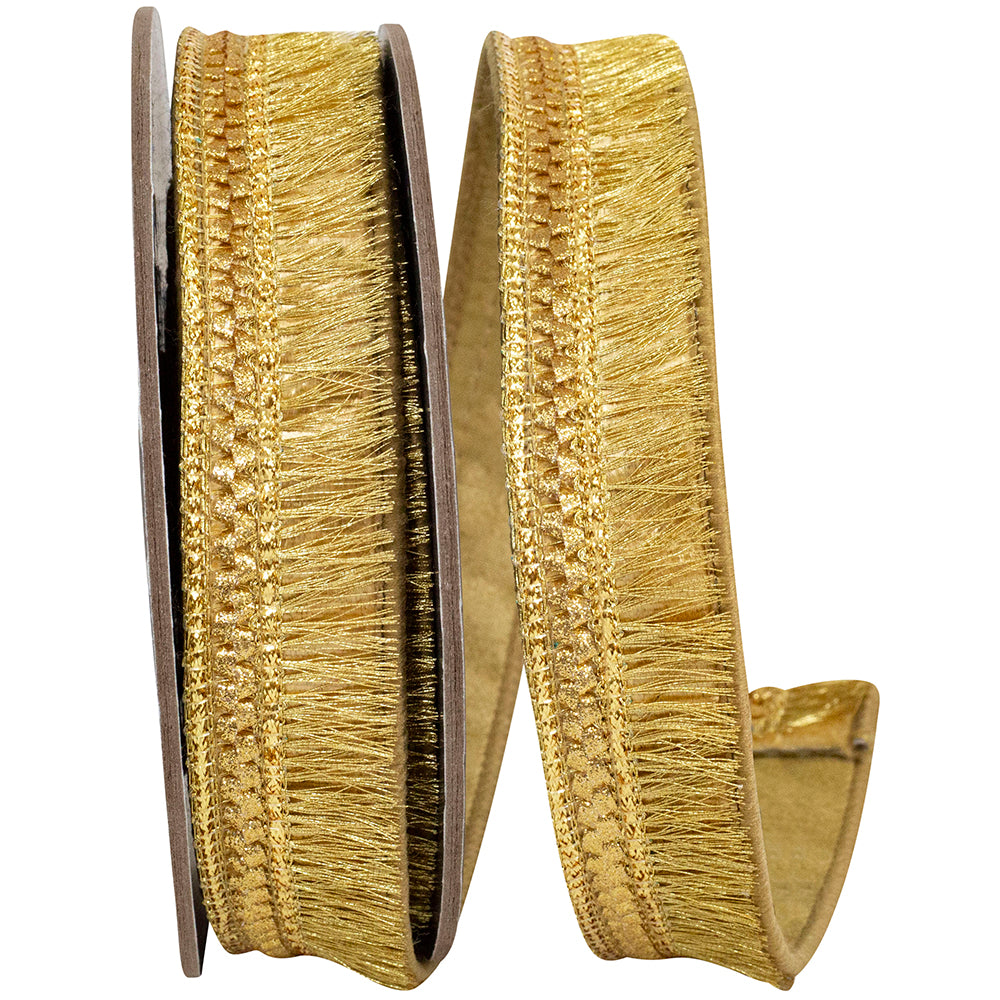 Gold Velvet Plush Wired Edge Ribbon 7/8 Inch for Wreaths