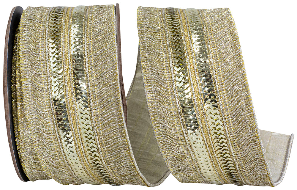 Platinum Metallic Wired Edge Ribbon 2-1/2 Inch for Wreaths