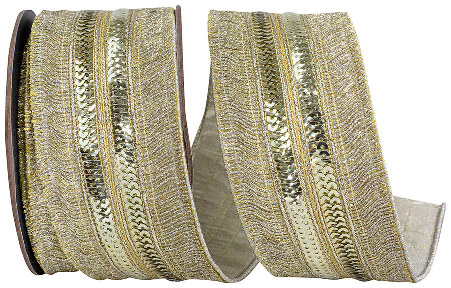 Platinum Metallic Wired Edge Ribbon 2-1/2 Inch for Wreaths