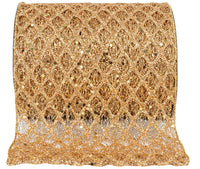 Gold Glitter Mesh Ribbon 6 Inch Wired Edge 10Yds