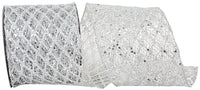 Silver Glitter Mesh Ribbon 4 Inch Wired Edge for Bows