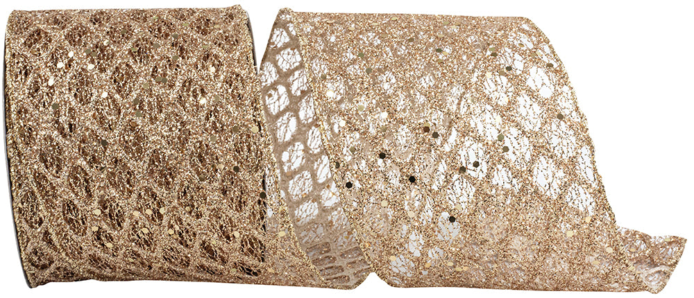 Glitter Mesh Ribbon 4 Inch Platinum Wired Edge for Bows