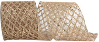Glitter Mesh Ribbon 4 Inch Platinum Wired Edge for Bows