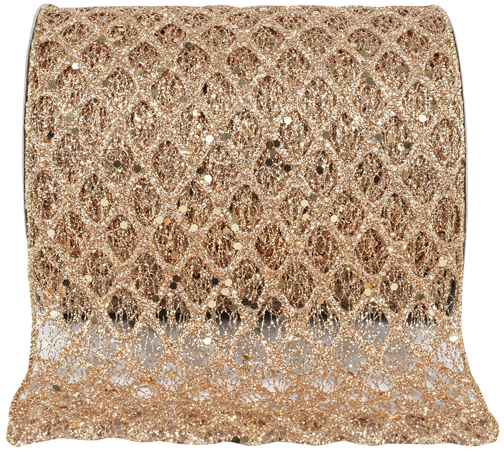 Platinum Glitter Mesh Ribbon 6 Inch for Wreaths and Bows