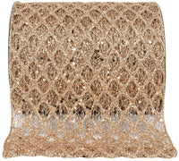 Platinum Glitter Mesh Ribbon 6 Inch for Wreaths and Bows