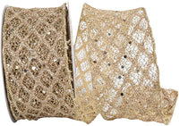 Glitter Mesh Ribbon 2-1/2 Inch Platinum Wired Edge