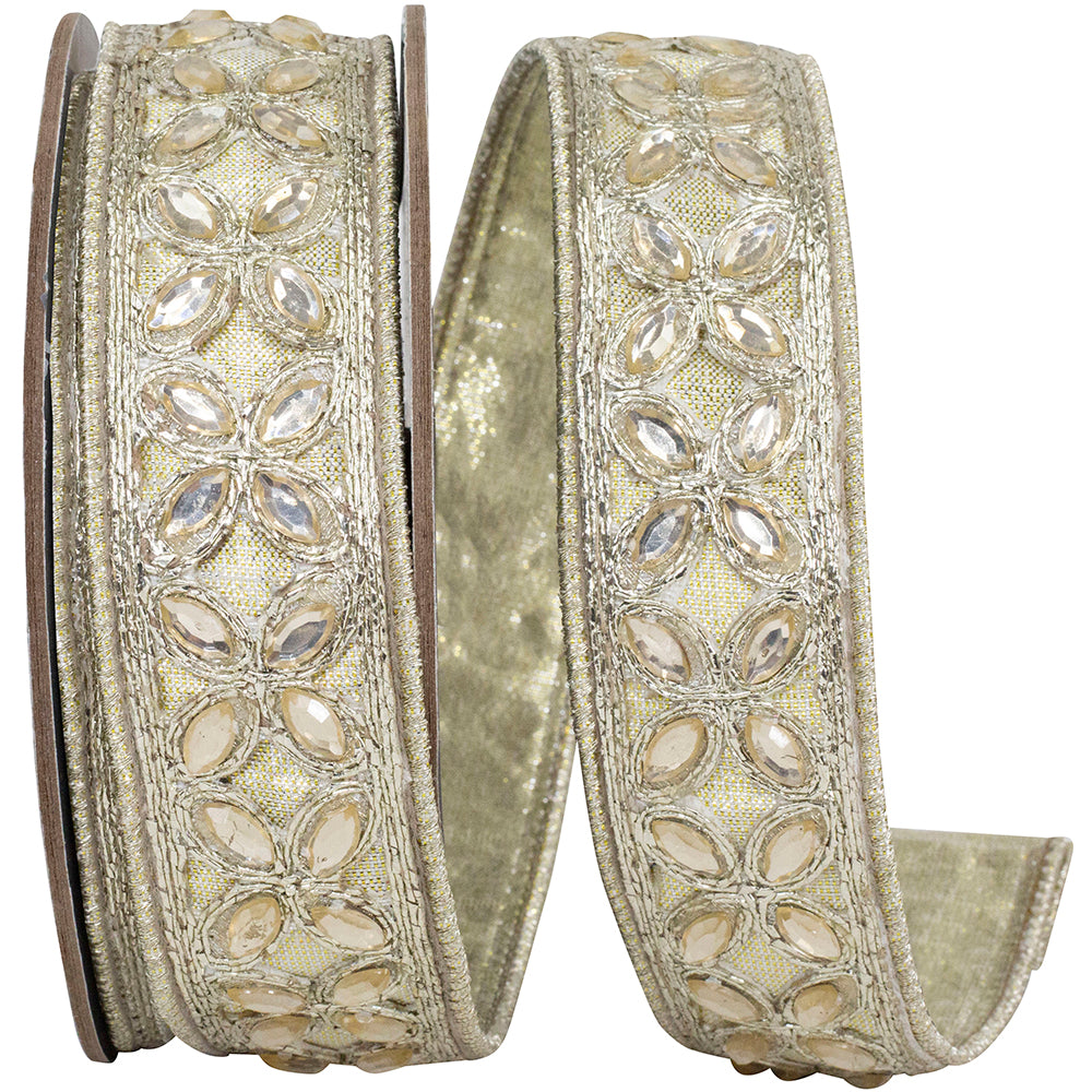 Platinum Metallic Deluxe Wired Edge Ribbon 1-1/2 Inch