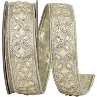 Platinum Metallic Deluxe Wired Edge Ribbon 1-1/2 Inch