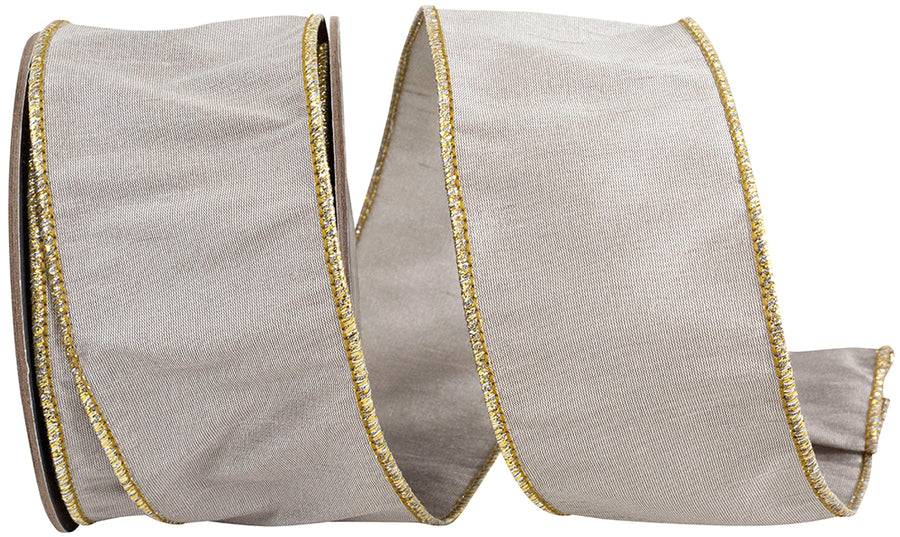 Platinum 2-1 2 Inch Dubai Select Dupioni Wired Edge Ribbon for Wreaths & Bows