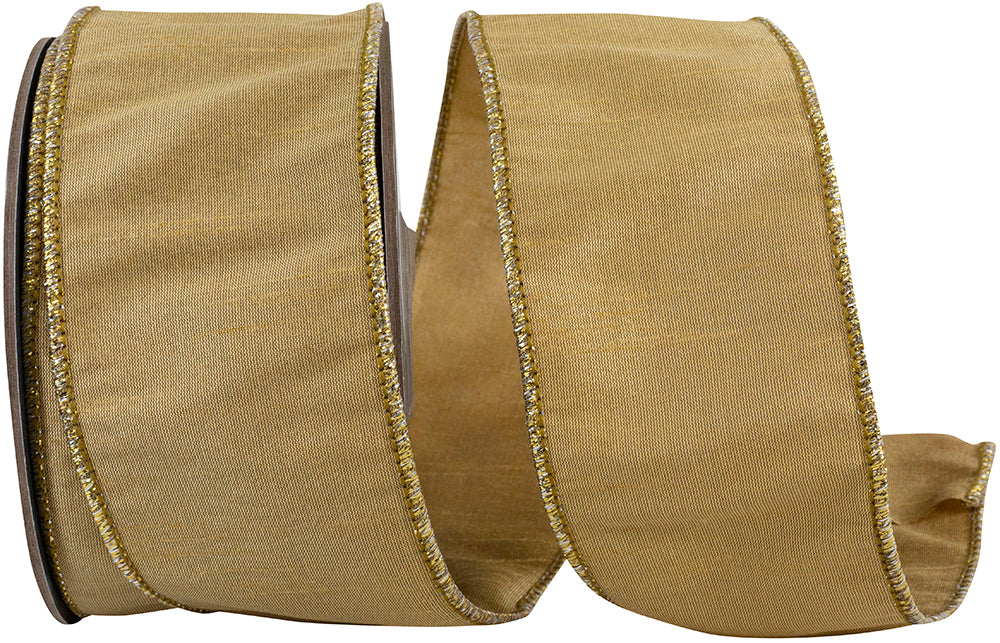 Antique 2-1 2 Inch Dubai Select Dupioni Wired Edge Ribbon for Wreaths & Bows