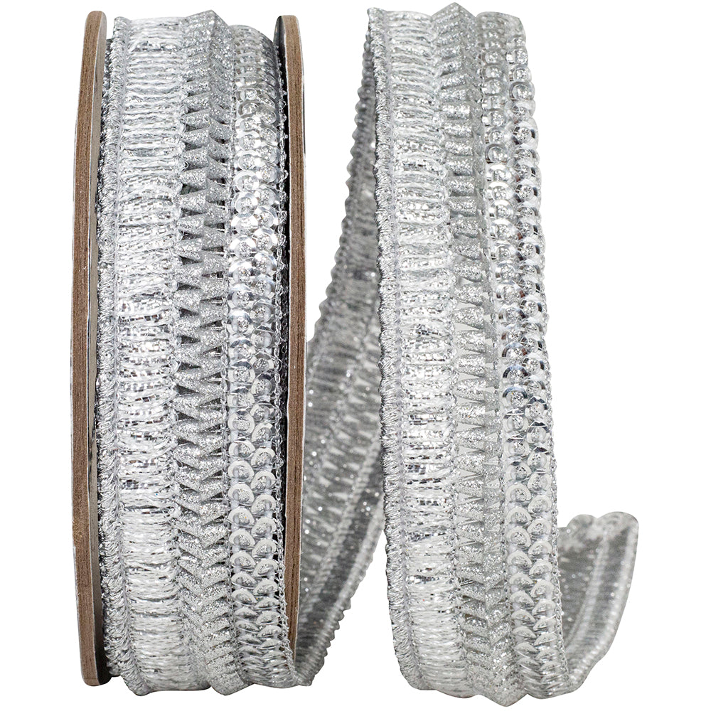 Silver Deluxe Wired Edge Ribbon 7/8 Inch for Wreaths