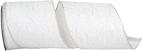4 Inch White Silver Metallic Wired Edge Ribbon for Wreaths