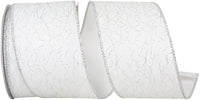 Metallic Weavers White Silver Wired Edge Ribbon 2-1/2 Inch