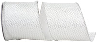 4 Inch White Silver Mesh Velvet Wired Edge Ribbon