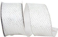 Mesh Velvet White Silver Ribbon 2-1/2 Inch for Bows