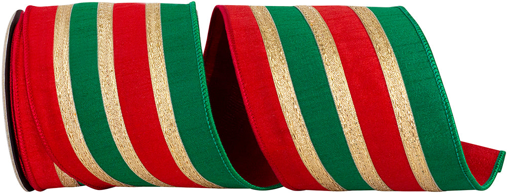 Red Green 4 Inch Deluxe Wired Edge Ribbon for Wreaths