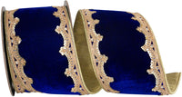 Navy 4 Inch Plush Velvet Sequin Ribbon for Wreaths and Bows
