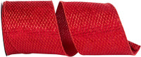 Scarlet Mesh Velvet Ribbon 4 Inch Metallic Wired Edge